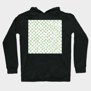 Warped Checkerboard, White and Green Hoodie